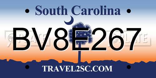 BV8E267 South Carolina License Plate