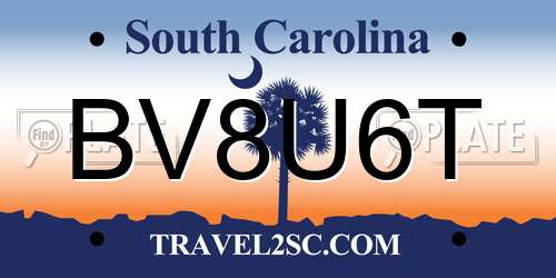 BV8U6T South Carolina License Plate