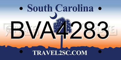BVA4283 South Carolina License Plate
