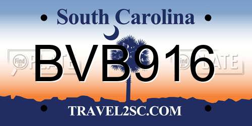 BVB916 South Carolina License Plate