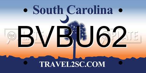 BVBU62 South Carolina License Plate