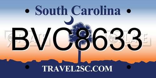 BVC8633 South Carolina License Plate