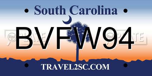 BVFW94 South Carolina License Plate
