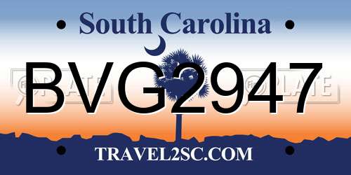 BVG2947 South Carolina License Plate