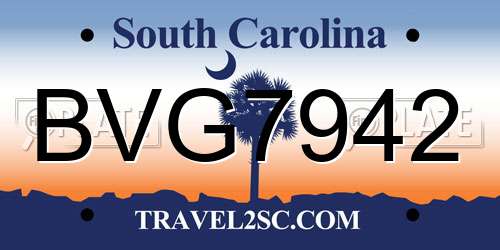 BVG7942 South Carolina License Plate