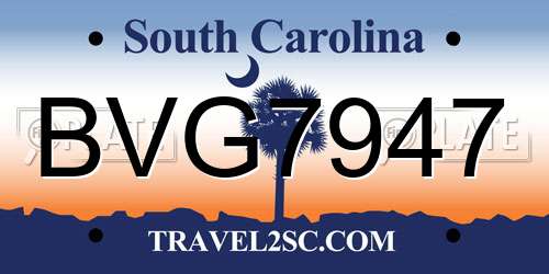 BVG7947 South Carolina License Plate