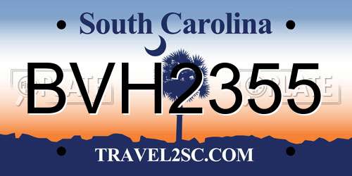 BVH2355 South Carolina License Plate