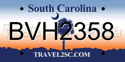 BVH2358 South Carolina License Plate