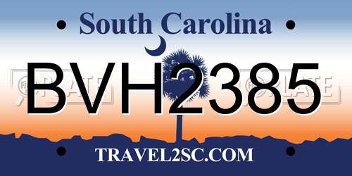 BVH2385 South Carolina License Plate