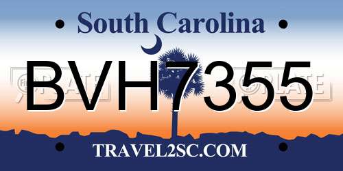 BVH7355 South Carolina License Plate