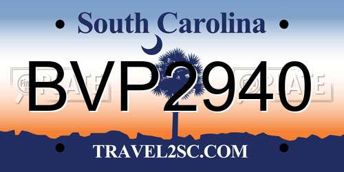 BVP2940 South Carolina License Plate