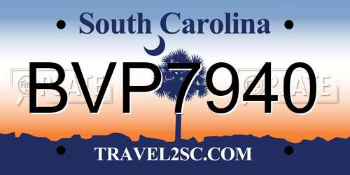BVP7940 South Carolina License Plate