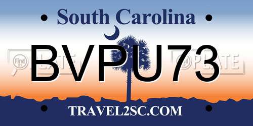 BVPU73 South Carolina License Plate