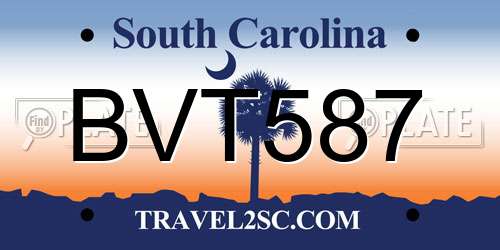 BVT587 South Carolina License Plate