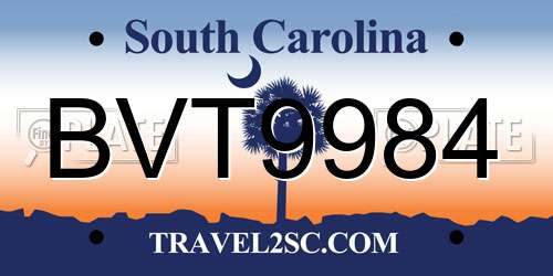BVT9984 South Carolina License Plate