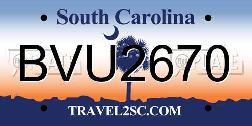 BVU2670 South Carolina License Plate