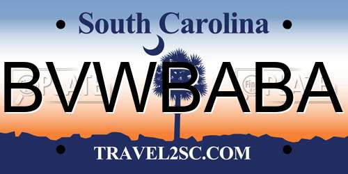 BVWBABA South Carolina License Plate