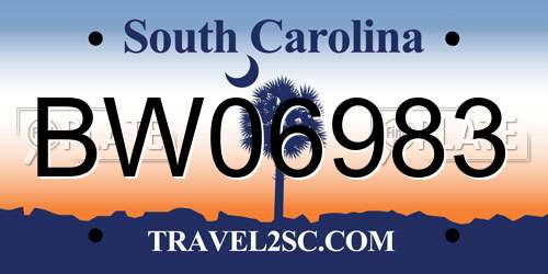 BW06983 South Carolina License Plate