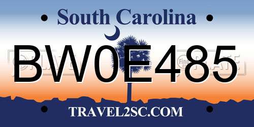 BW0E485 South Carolina License Plate