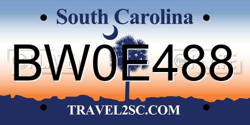 BW0E488 South Carolina License Plate