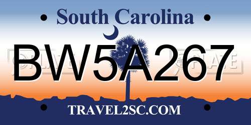 BW5A267 South Carolina License Plate