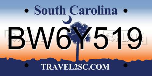 BW6Y519 South Carolina License Plate