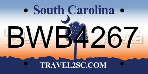 BWB4267 South Carolina License Plate
