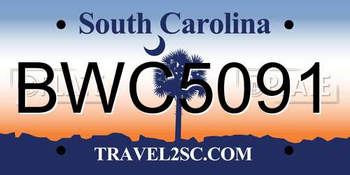 BWC5091 South Carolina License Plate