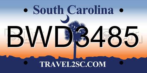 BWD3485 South Carolina License Plate