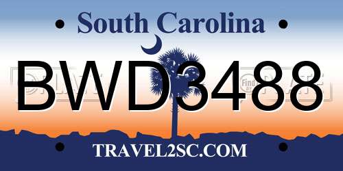 BWD3488 South Carolina License Plate
