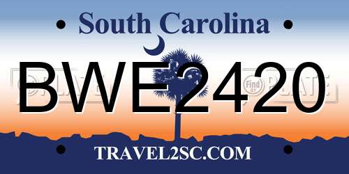 BWE2420 South Carolina License Plate