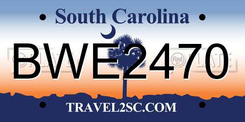 BWE2470 South Carolina License Plate