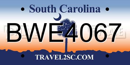 BWE4067 South Carolina License Plate