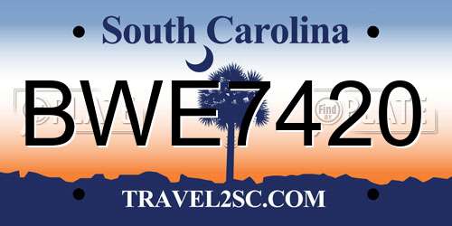 BWE7420 South Carolina License Plate