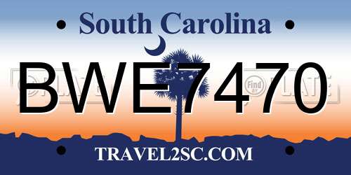 BWE7470 South Carolina License Plate