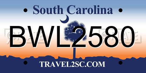 BWL2580 South Carolina License Plate