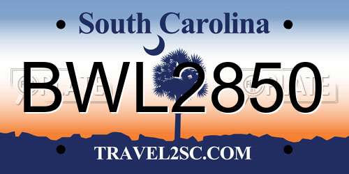 BWL2850 South Carolina License Plate