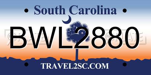 BWL2880 South Carolina License Plate