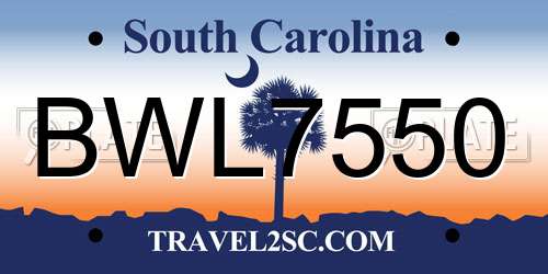 BWL7550 South Carolina License Plate