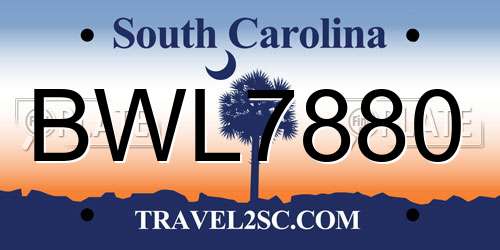 BWL7880 South Carolina License Plate