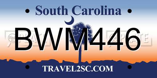 BWM446 South Carolina License Plate