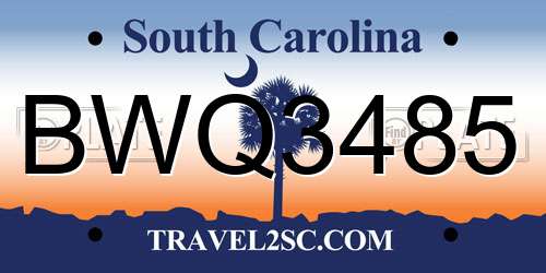 BWQ3485 South Carolina License Plate