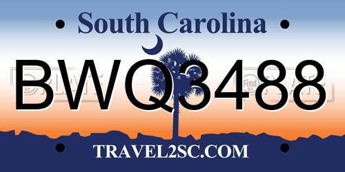 BWQ3488 South Carolina License Plate