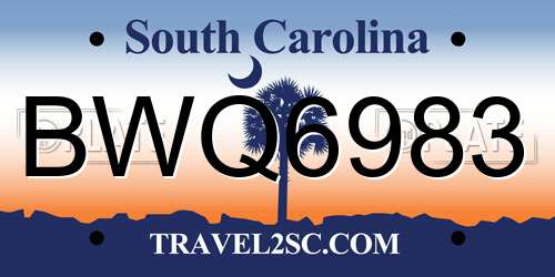 BWQ6983 South Carolina License Plate