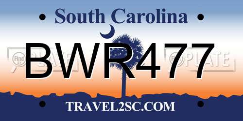 BWR477 South Carolina License Plate