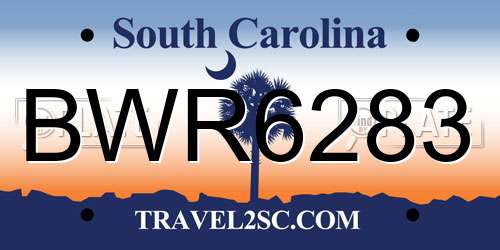 BWR6283 South Carolina License Plate