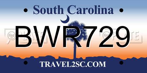 BWR729 South Carolina License Plate