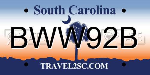 BWW92B South Carolina License Plate