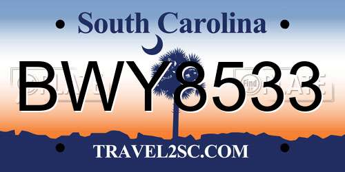 BWY8533 South Carolina License Plate