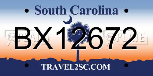 BX12672 South Carolina License Plate
